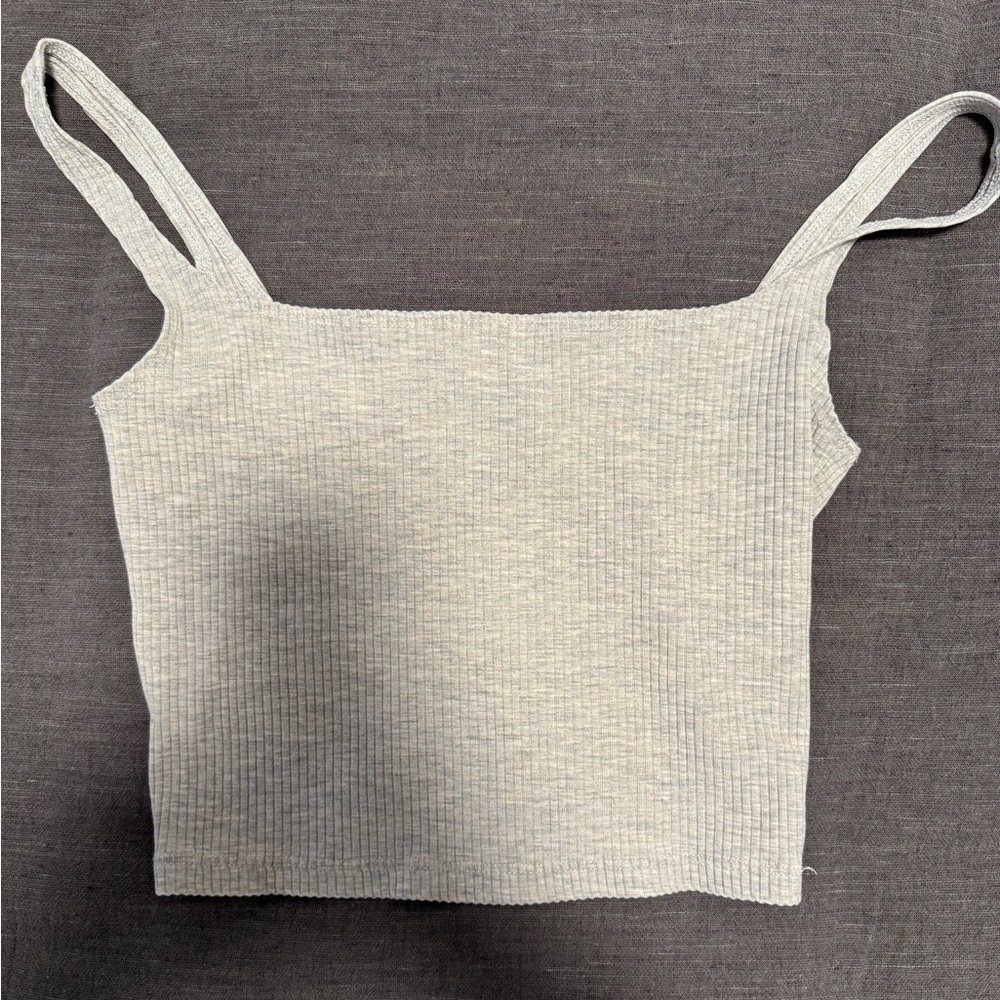 Reformation | square neck ribbed cropped tank | sz small | grey